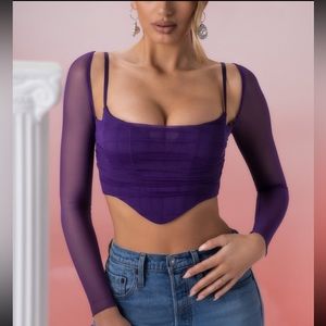 Long sleeve crop top in violet